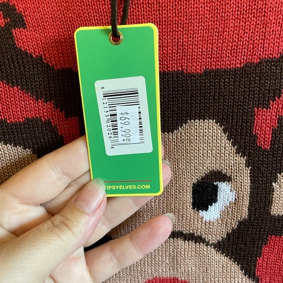 TIPSY ELVES- Women's Red Reindeer Sweater Dress - Picture 4 of 4